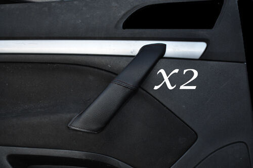 BLACK STITCHING 2X REAR DOOR HANDLE LEATHER COVERS FITS SKODA OCTAVIA 2005-2012