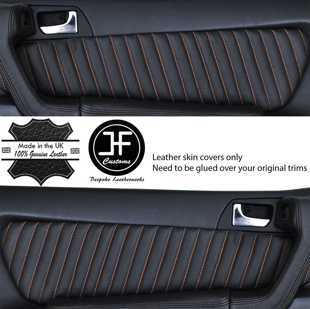 TAN STITCH 2X DOOR CARD TRIM LEATHER COVERS FOR ALFA ROMEO GTV 916 STYLE 2