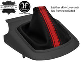 BLACK & RED STRIPE MANUAL TOP GRAIN LEATHER GEAR GAITER FOR MAZDA CX-5 12-16