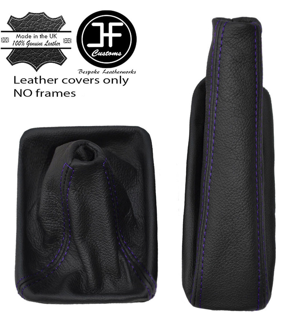 PURPLE STITCH AUTO AUTOMATIC LEATHER GEAR+HANDBRAKE GAITER FOR BMW E90 E91 E92
