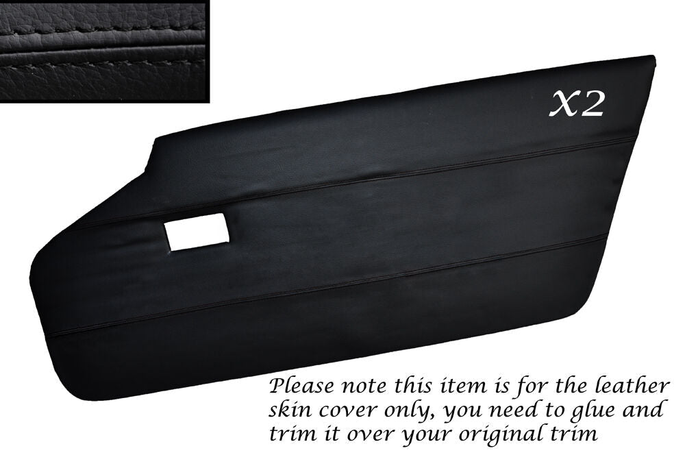 BLACK STITCH 2X FULL DOOR CARD LEATHER SKIN COVER FITS LOTUS ELAN +2 67-75