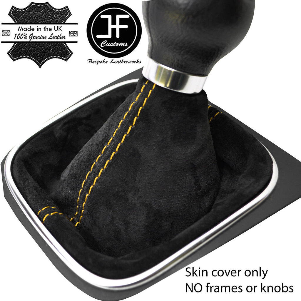 YELLOW STITCH REAL SUEDE MANUAL GEAR GAITER FITS VW GOLF MK6 VI 2009-2013