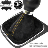 YELLOW STITCH REAL SUEDE MANUAL GEAR GAITER FITS VW GOLF MK6 VI 2009-2013