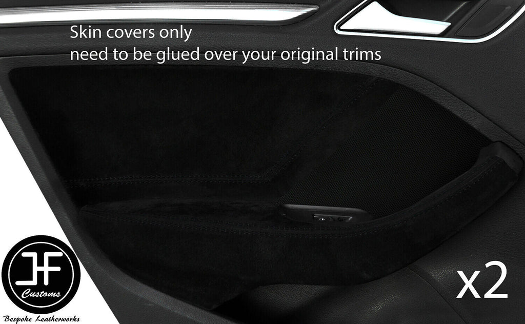 BLACK STCH 2X REAR DOOR CARD&HANDLE ARMREST SUEDE COVER FOR AUDI A3 13-19 5 DSG2