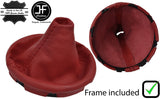 DARK RED LEATHER GEAR GAITER + PLASTIC FRAME FOR VW T5 TRANSPORTER CARAVELLE