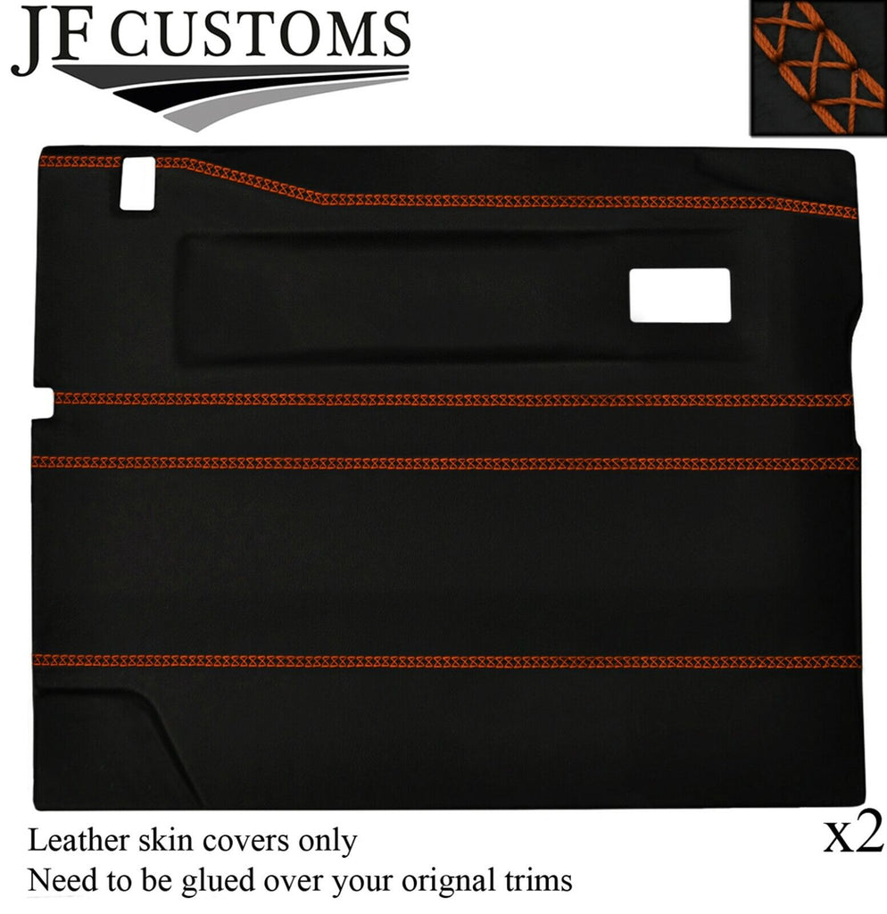 ORANGE LUX-STITCH LEATHER 2X FRONT DOOR COVERS FOR LAND ROVER DEFENDER 90 110