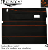 ORANGE LUX-STITCH LEATHER 2X FRONT DOOR COVERS FOR LAND ROVER DEFENDER 90 110
