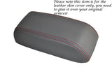RED STITCHING MID GREY LEATHER ARMREST COVER FITS TOYOTA HILUX 2002-2005