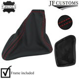 RED STITCH LEATHER AUTOMATIC GEAR GAITER PLASTIC FRAME FOR VW CRAFTER LT3 06-15