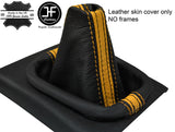 BLACK & YELLOW STRIPE TOP GRAIN LEATHER GEAR GAITER FITS VW GOLF MK3 JETTA 91-98