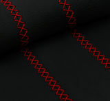 DARK RED LUX-STITCH LEATHER 2X LONG SEAT BELT COVERS FOR AUDI Q2 2016-2022