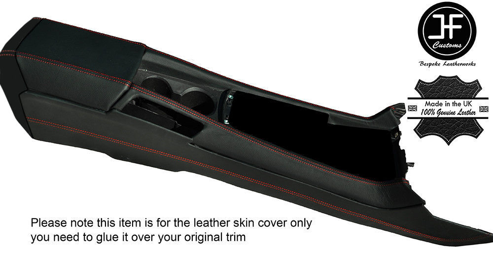 RED STITCH FULL CENTRE CONSOLE & ARMREST LEATHER COVERS FITS CAMARO 2010-2015