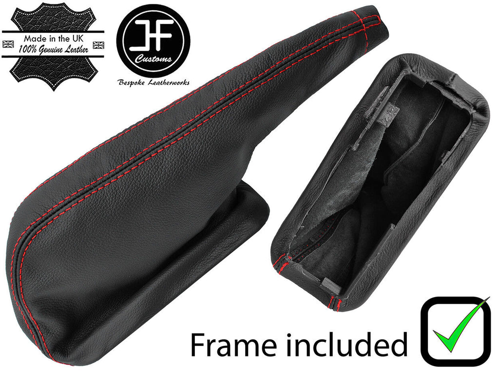 RED STITCH LEATHER HANDBRAKE GAITER + PLASTIC FRAME FOR VAUXHALL VIVARO 01-14