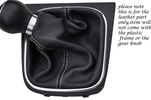 WHITE STITCHING FITS VW EOS CONVERTIBLE 2006-2013 LEATHER GEAR GAITER ONLY