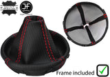 RED 4 DOUBLE STITCH CARBON VINYL GEAR GAITER+PLASTIC FRAME FOR VW T5 03-14