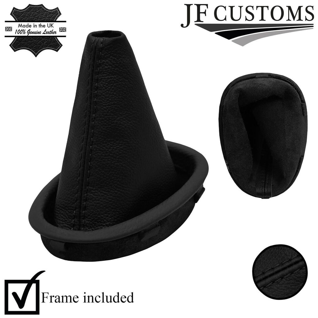BLACK STITCH ITALIAN LEATHER GEAR GAITER + FRAME FOR SUZUKI LIANA 2002-2007