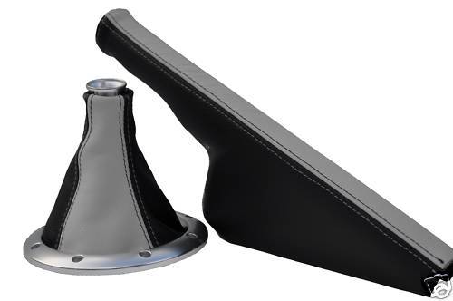 FITS AUDI TT MK1 BLACK L GREY GEAR HANDBRAKE GAITERS LEATHER CUSTOM NEW