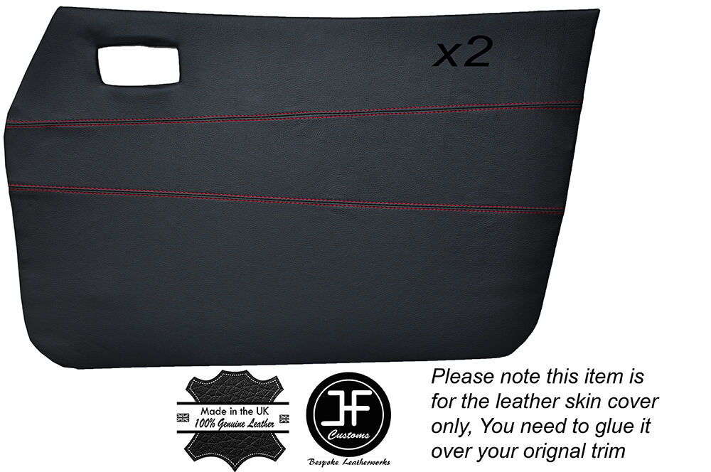 RED STITCH 2X FRONT DOOR CARD SKIN COVERS FITS DATSUN CHERRY 100A F-11 74-78
