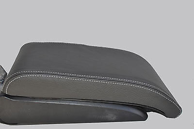 WHITE STITCH FITS VW TOURAN 2011+ ANTHRACITE GREY LEATHER ARMREST COVER ONLY