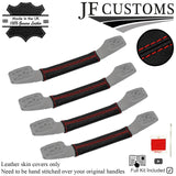 RED STITCH LEATHER 4X ROOF GRAB HANDLE COVER FOR LAND ROVER DISCOVERY MK2 98-04