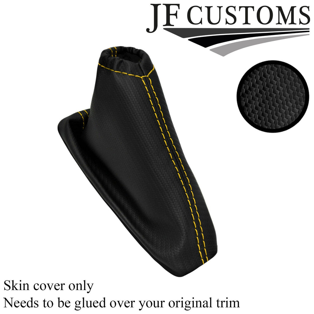 YELLOW STITCH CARBON VINYL HANDBRAKE GAITER COVER FOR FORD FOCUS 14-18