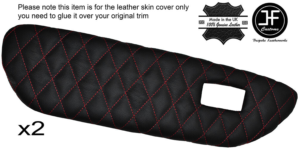 RED DIAMOND STICH 2X FRONT DOOR CARD TRIM LEATHER COVER FITS MG MGF MK1 95-99