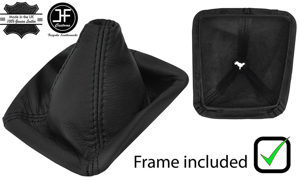 BLACK STITCH LEATHER GEAR GAITER+PLASTIC FRAME FOR SKODA OCTAVIA MK2 04-12