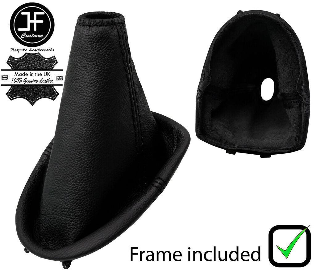 BLACK STITCH LEATHER GEAR GAITER+PLASTIC FRAME FITS FORD FIESTA MK4 MK5 95-02