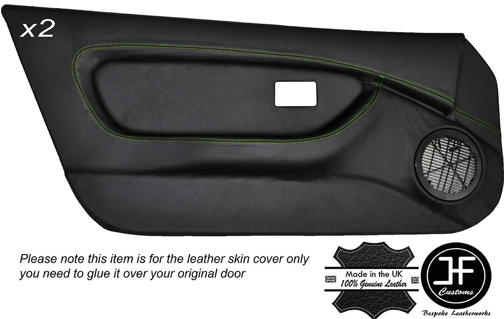 GREEN STICH 2X FULL DOOR CARD LEATHER COVERS FITS MG MGF MK1 95-99 STYLE 2