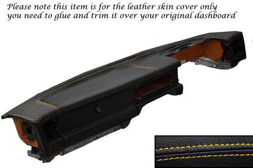 YELLOW STITCH DASH DASHBOARD LEATHER SKIN COVER FITS JAGUAR XJ40 XJ6 SOVEREIGN