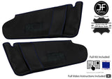 BLUE CROSS STITCH 2X SUN VISOR LEATHER COVERS FOR VW T6 TRANSPORTER 2 MIRROR