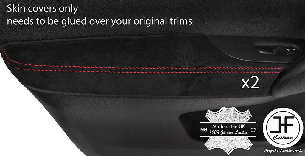 RED STITCHING 2X FRONT DOOR ARMREST REAL SUEDE COVERS FITS QASHQAI J11 13-18