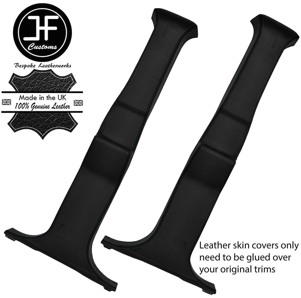 BLACK STITCH 2X B PILLAR TOP GRAIN REAL LEATHER COVERS FITS HUMMER H2 2003-2007