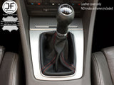 RED STITCHING LEATHER GEAR GAITER FITS AUDI A4 B6 01-04 TDI QUATTRO PETROL