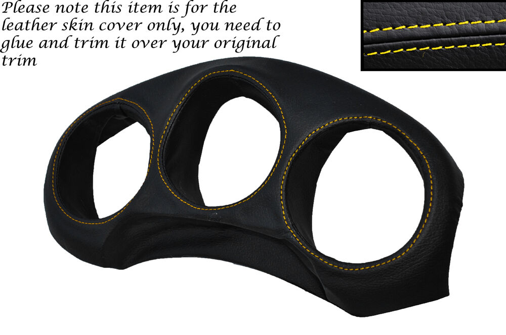 YELLOW  STITCH SPEEDO SURROUND LEATHER SKIN COVER FITS TOYOTA MR2 MK3 2000-2007