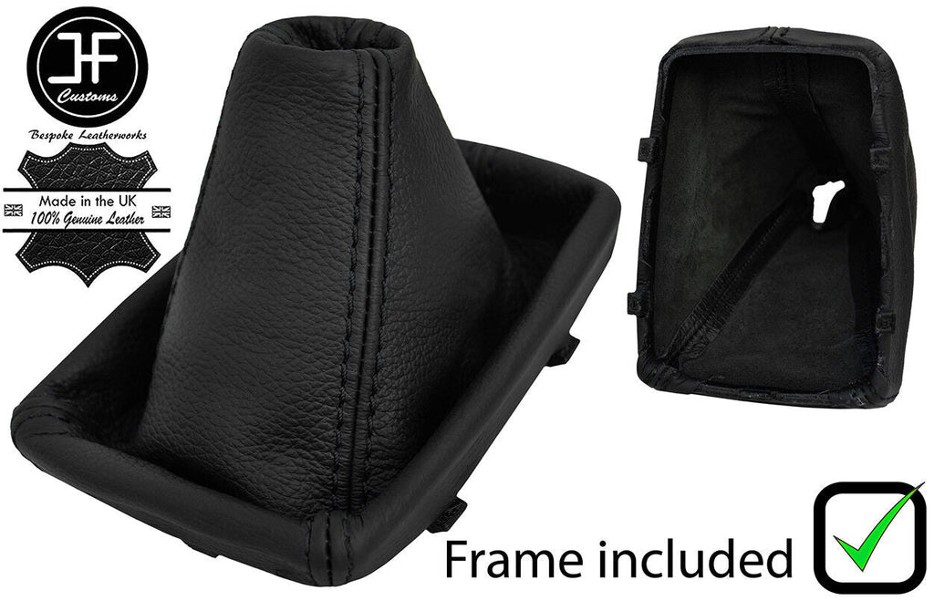 BLACK STITCH LEATHER MANUAL GEAR GAITER PLASTIC FRAME FITS AUDI A4 B6 2001-2004