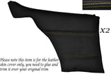 YELLOW STITCH 2X REAR DOOR CARDS LEATHER SKIN COVERS FITS FORD CAPRI MK2 MK3