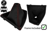 RED STITCH LEATHER GEAR GAITER + PLASTIC FRAME FITS BMW 3 F34 GT 2012-2017