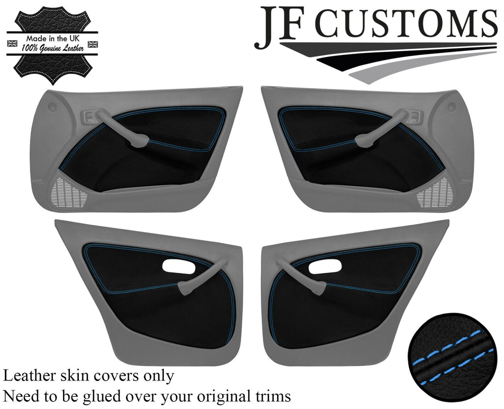 L BLUE STITCH 4X FRONT REAR DOOR CARD TRIM COVERS FOR ROVER 45 MG ZS 99-05