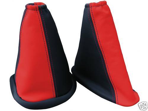 FITS FORD FIESTA MK5 GEAR HANDBRAKE BOOTS RED BLACK CUSTOM NEW MADE IN UK