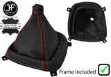 RED STITCH LEATHER MANUAL GEAR GAITER+PLASTIC FRAME FITS KIA CARENS 07-12