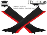 RED & BLACK LEATHER 2X A POST PILLAR COVERS FITS BMW 3 SERIES F30 F31 11-18