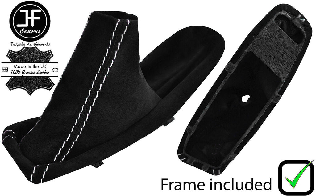 WHITE STITCH SUEDE HANDBRAKE GAITER WITH PLASTIC FRAME FOR BMW E90 E91 E92 E93