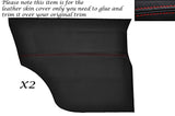 RED STITCH 2X REAR DOOR CARDS LEATHER SKIN COVERS FITS MINI CLASSIC COOPER