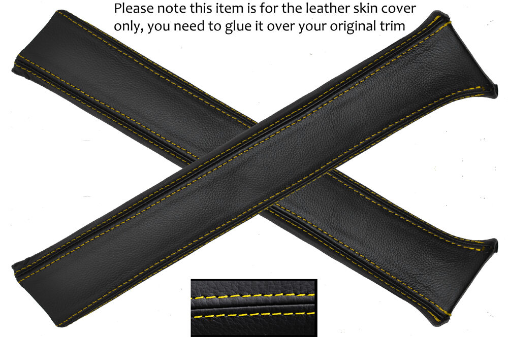 YELLOW STITCH 2X B POST PILLAR LEATHER SKIN COVERS FITS ROVER P6 2000 2200 3500