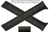 YELLOW STITCH 2X B POST PILLAR LEATHER SKIN COVERS FITS ROVER P6 2000 2200 3500