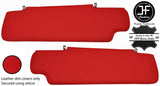 RED REAL LEATHER 2X SUN VISORS COVERS FITS LAND ROVER DEFENDER 90 110 83-06