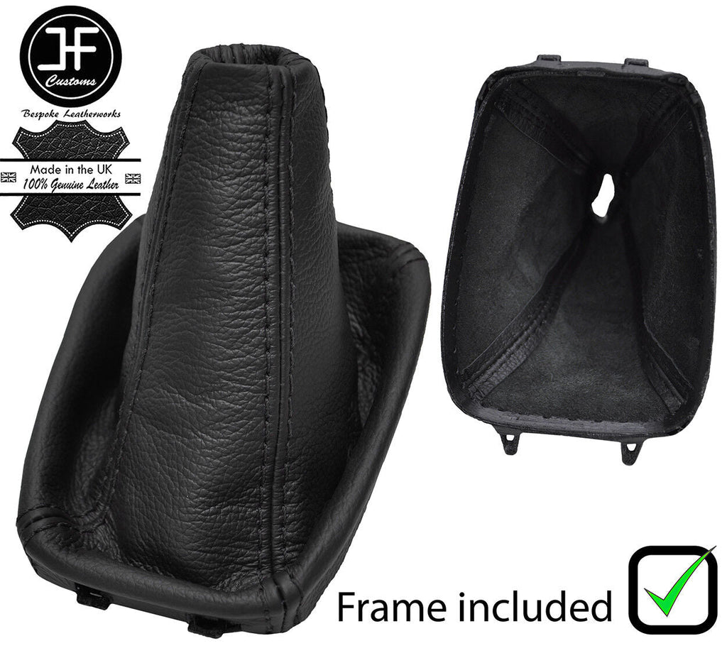 BLACK STITCH LEATHER MANUAL GEAR GAITER + PLASTIC FRAME FOR SAAB 93 9-3 03-12
