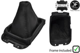 BLACK STITCH LEATHER GEAR GAITER+PLASTIC FRAME FITS FORD ECOSPORT 2013-2017