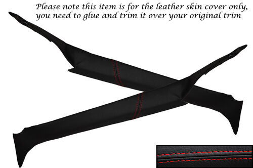 RED STITCH FITS AUSTIN CAMBRIDGE A60 2X WINDSCREEN A PILLAR LEATHER COVERS ONLY